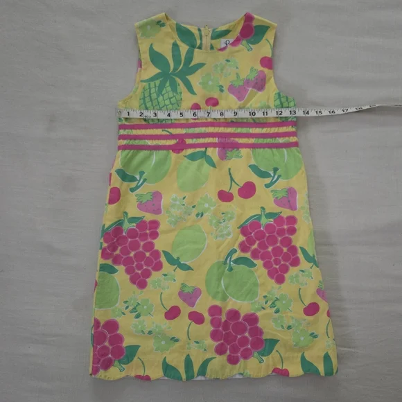Lilly Pulitzer Yellow Pink Sleeveless Fruit Pattern Sundress Casual Girls 8